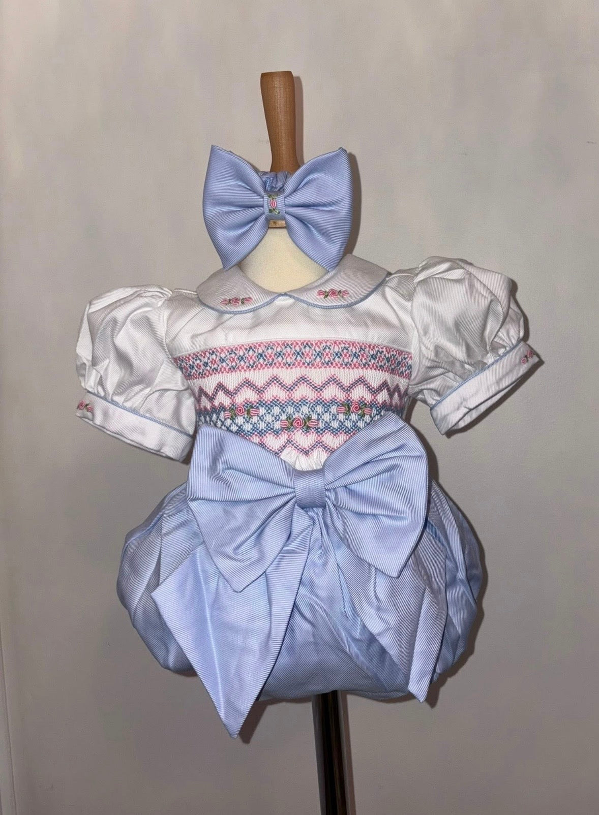 Loren white & blue romper set