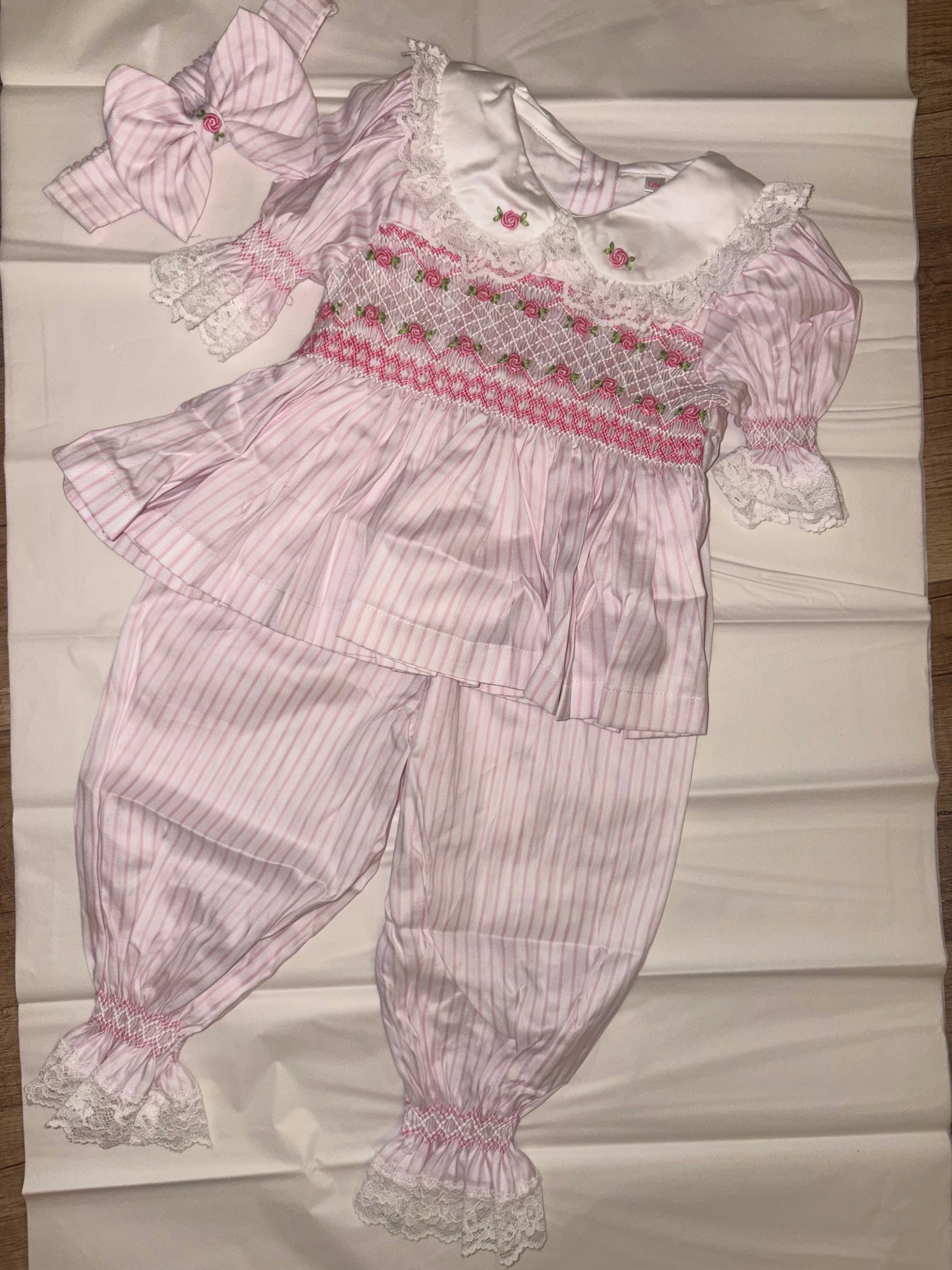 Pink smock 2 pcs pj set