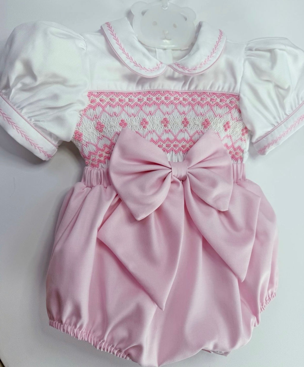 Emily pink & white romper set