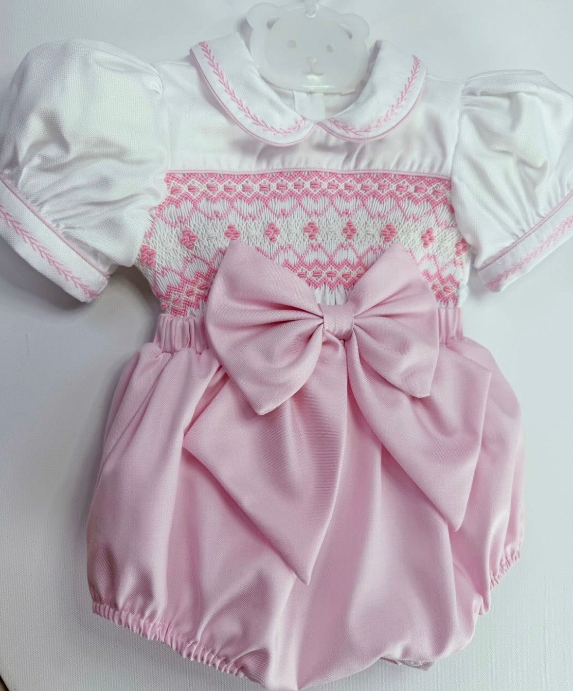 Emily pink & white romper set
