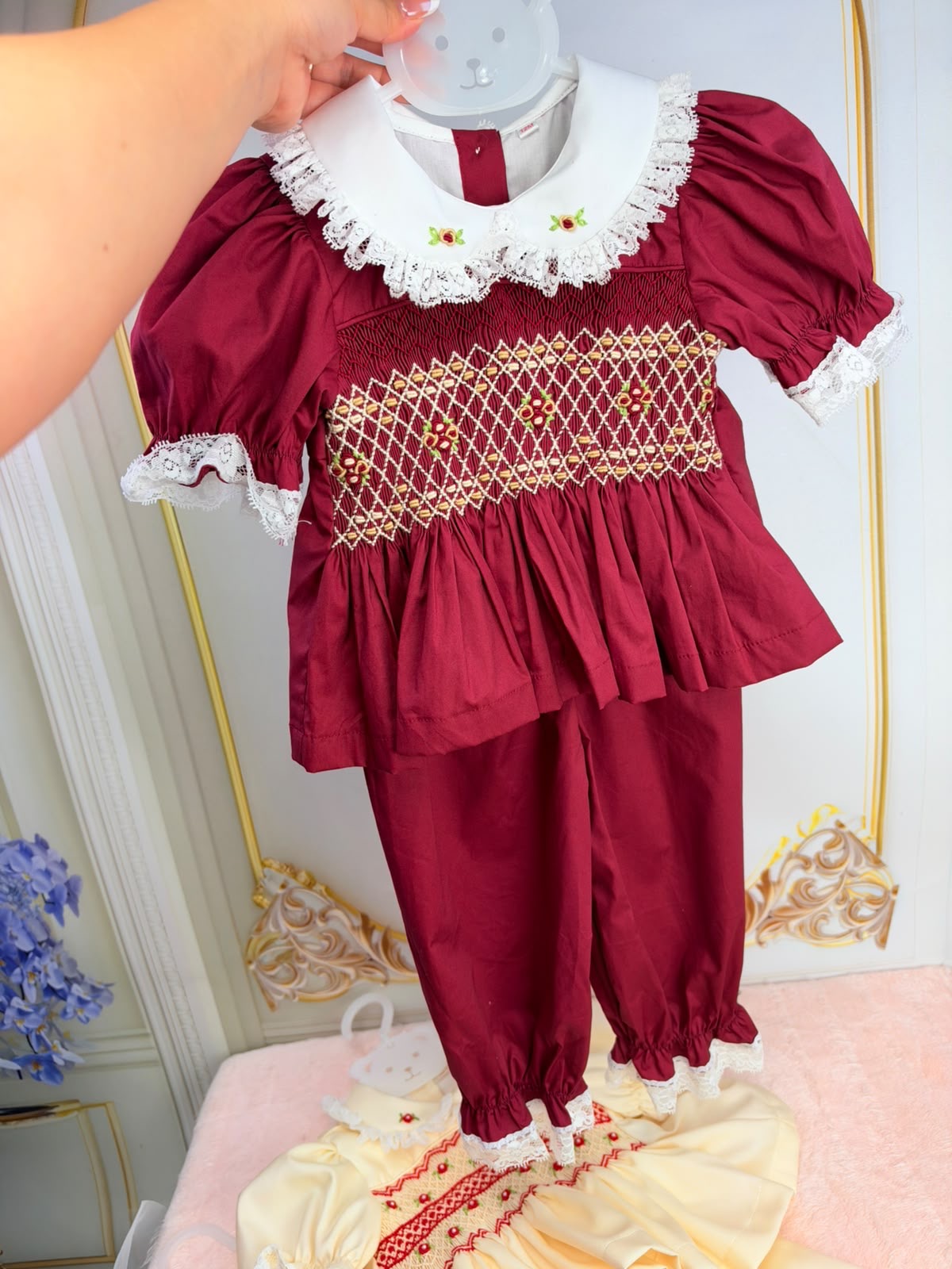 Burgandy smock pyjamas