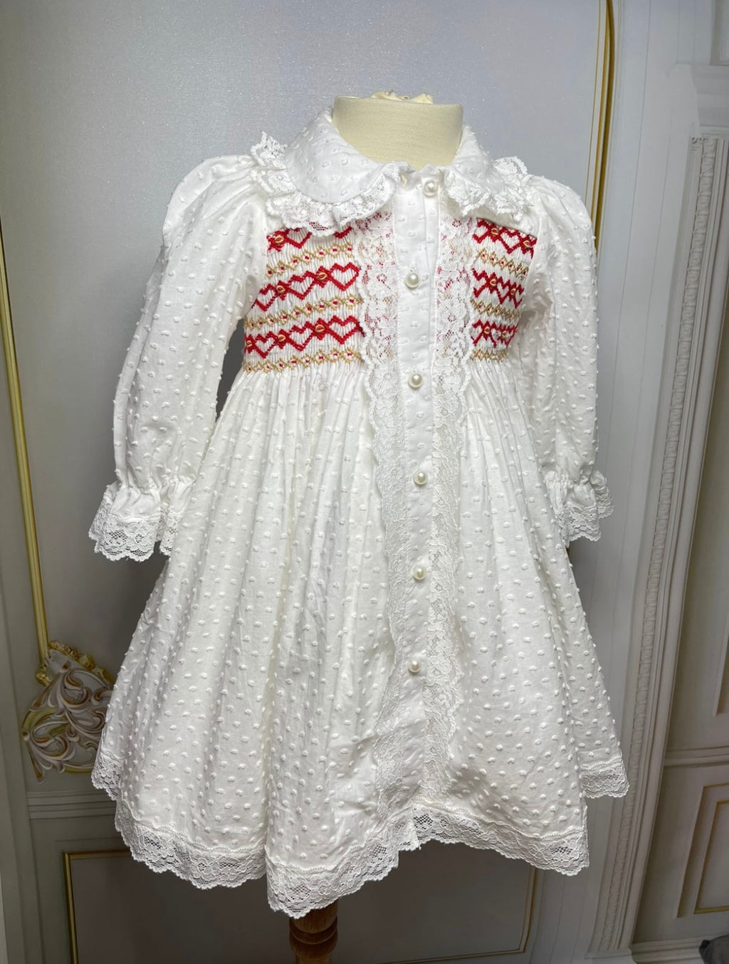 White Swiss dot night gown set