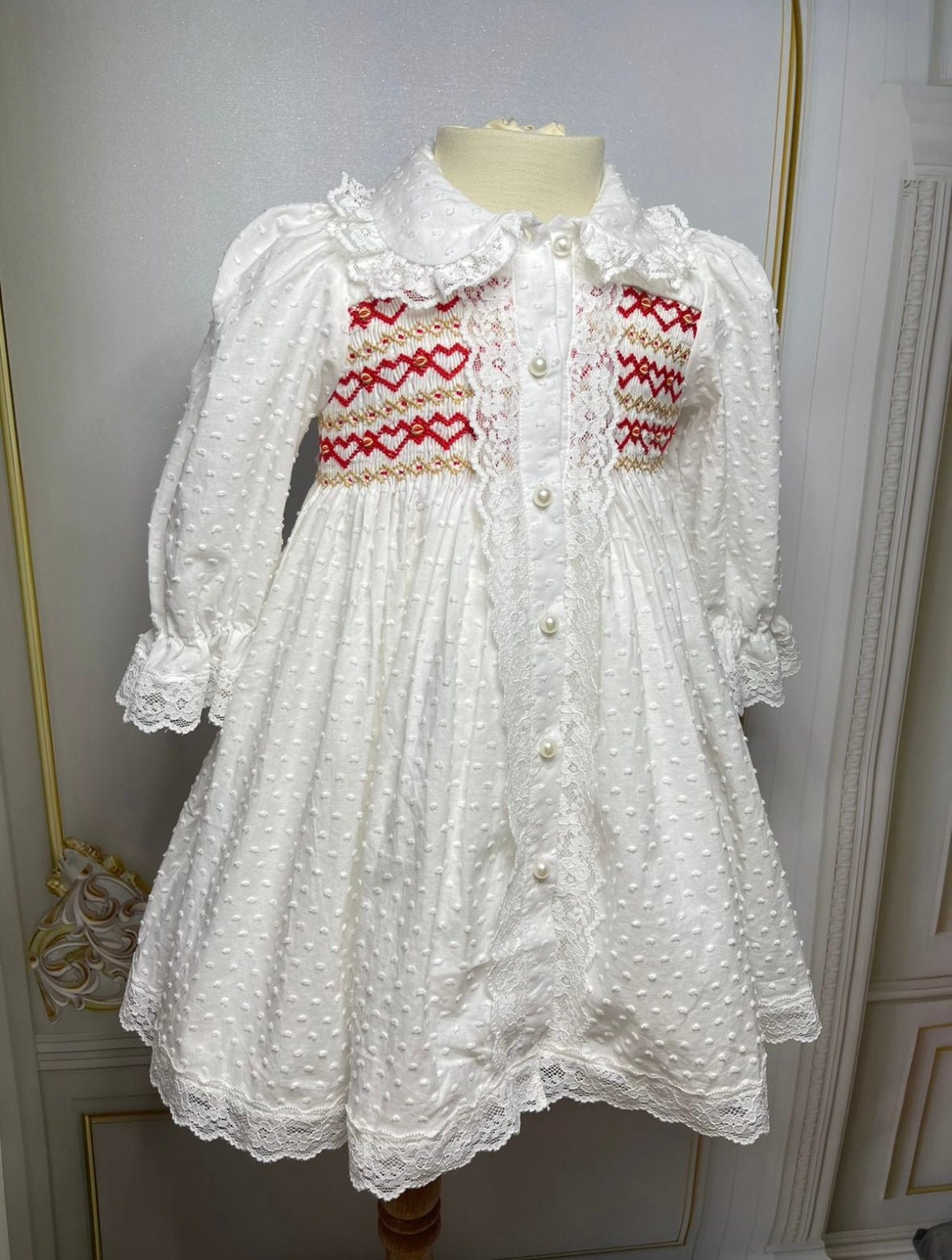 White Swiss dot night gown set