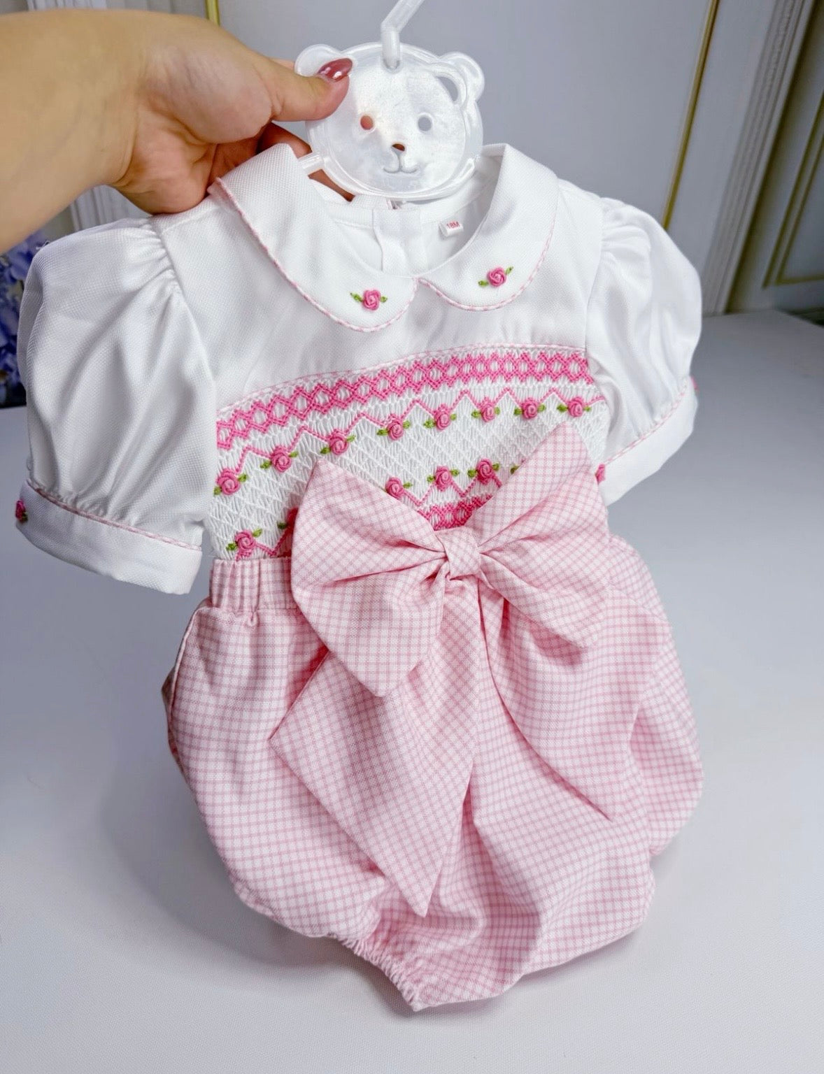 Larosa white and pink romper set