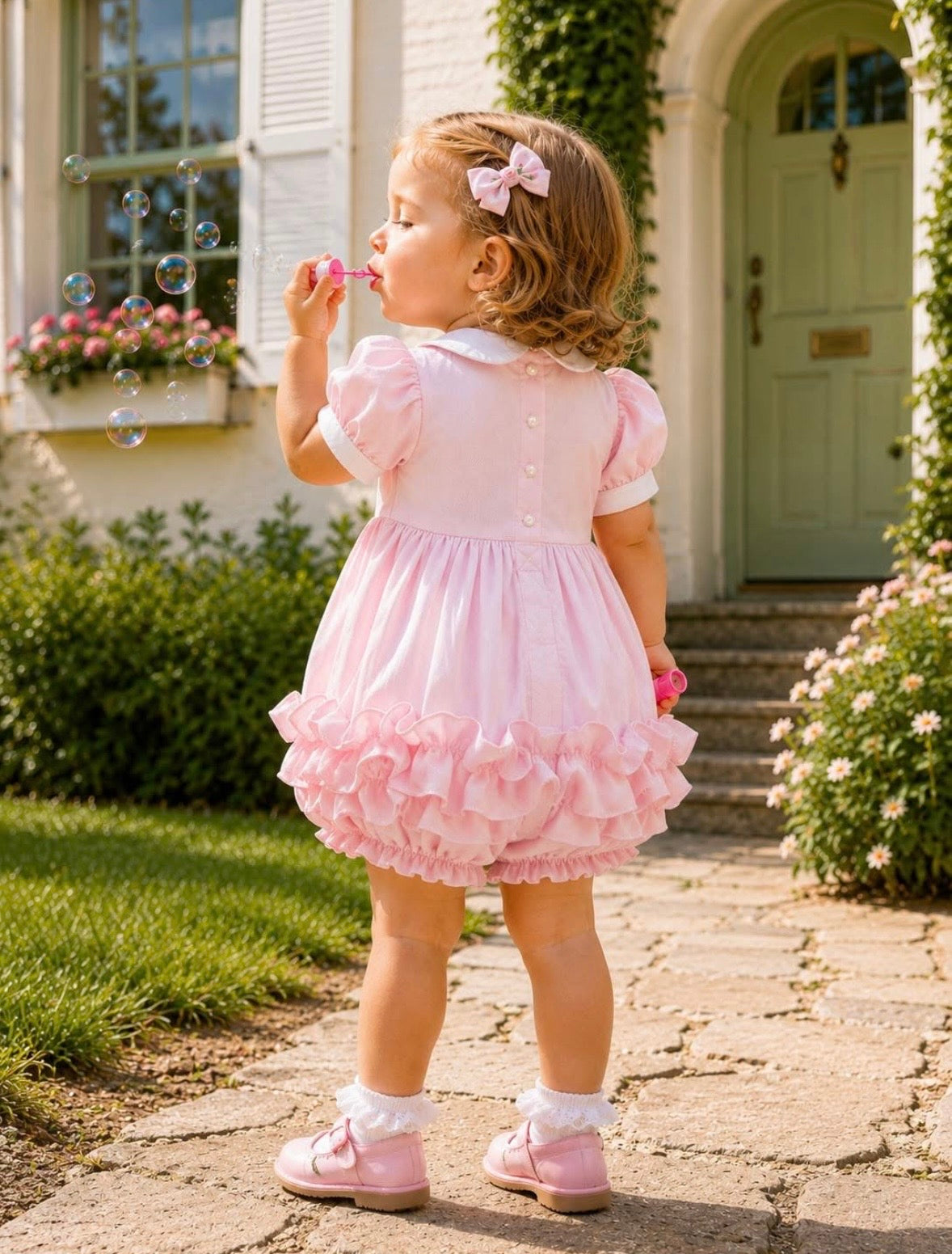 Pre order due 2nd July Girls be pink bubble romper