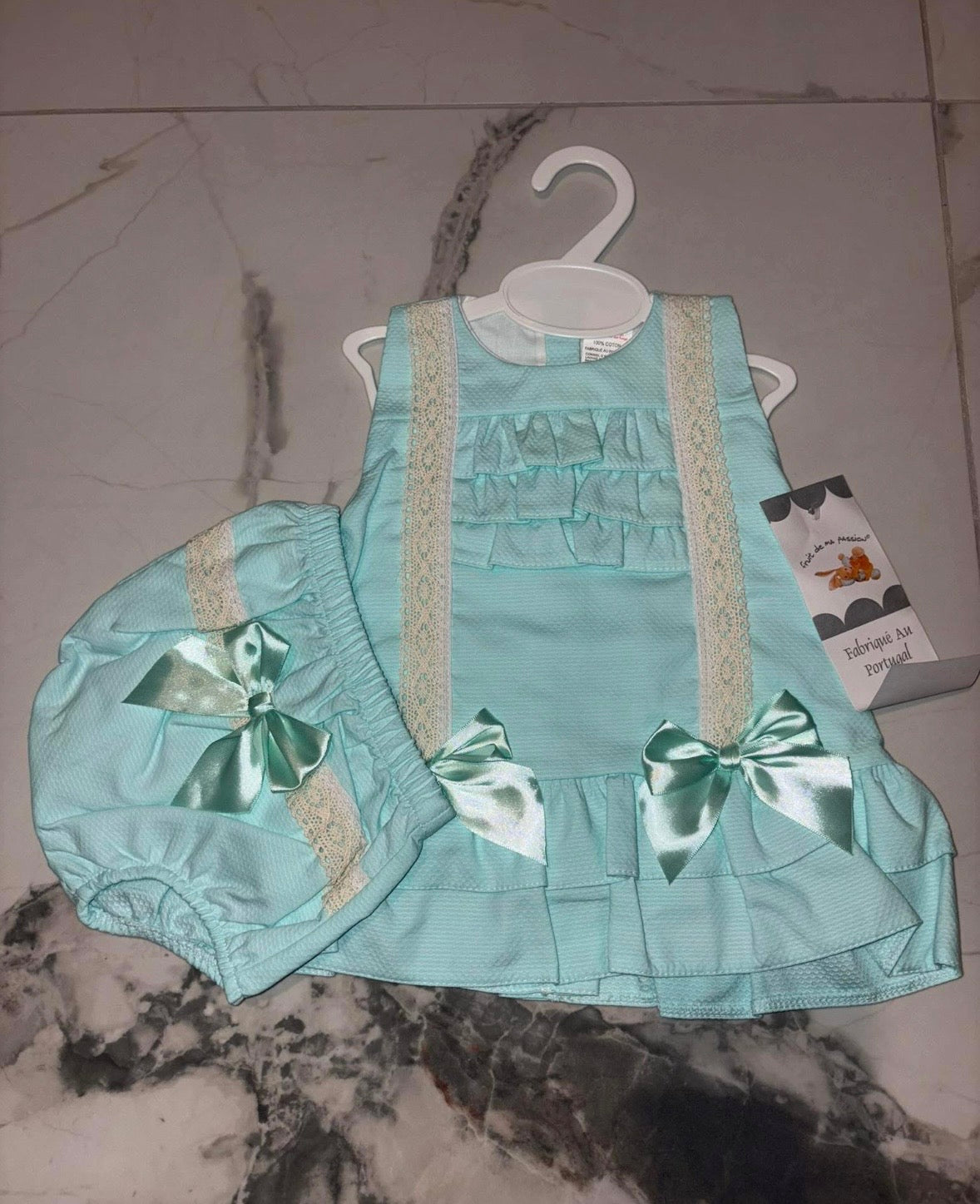 Mint green dress & pants set