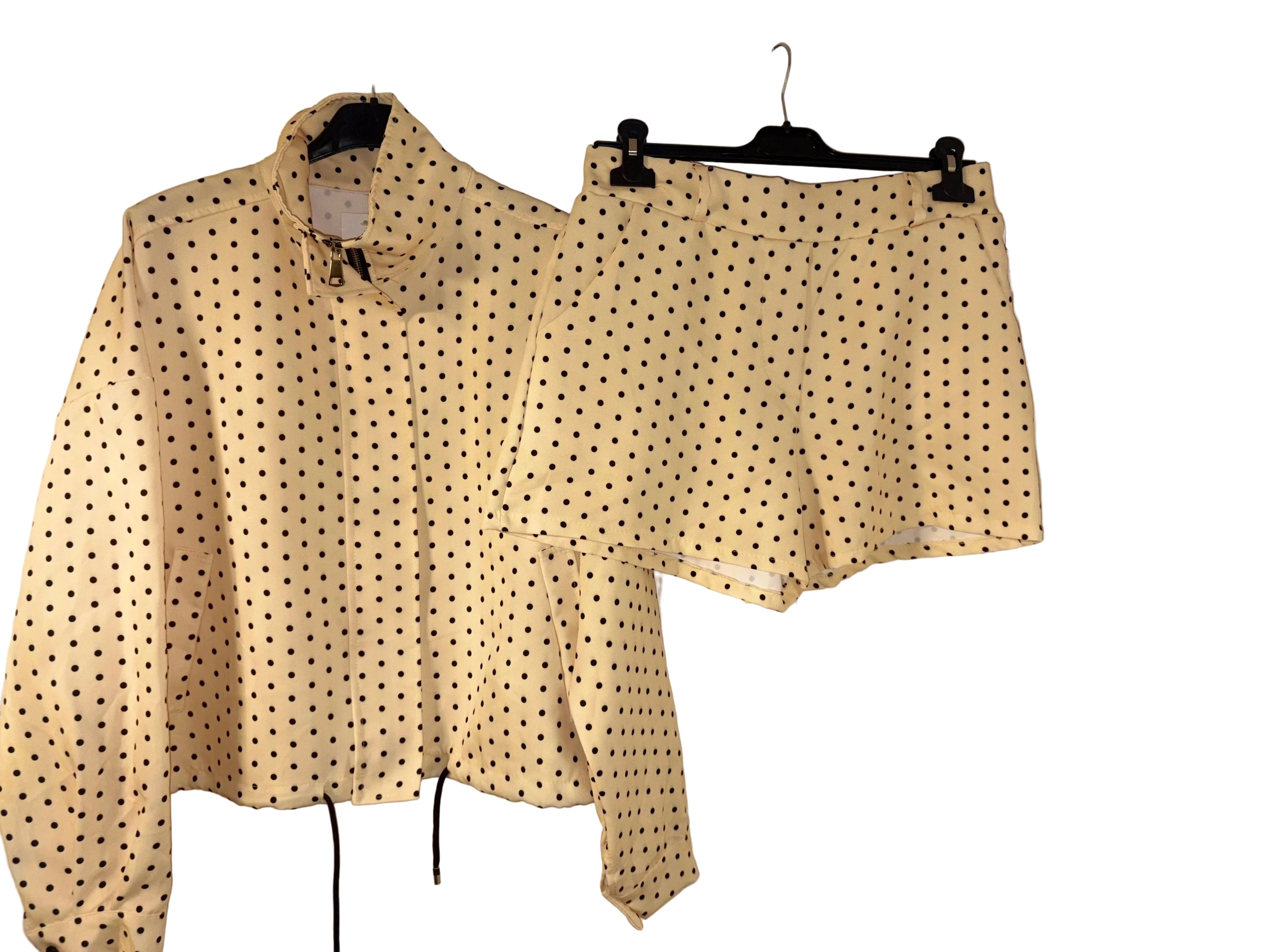 Ladies Lemon polka dot short set one size fits 8-12