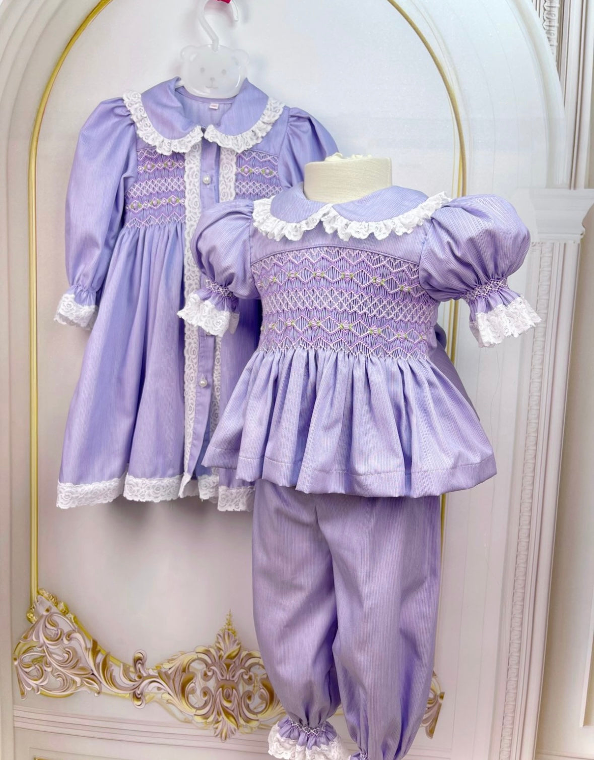 Lilac smock 3pcs pj set pre order due in 10th - 16th December