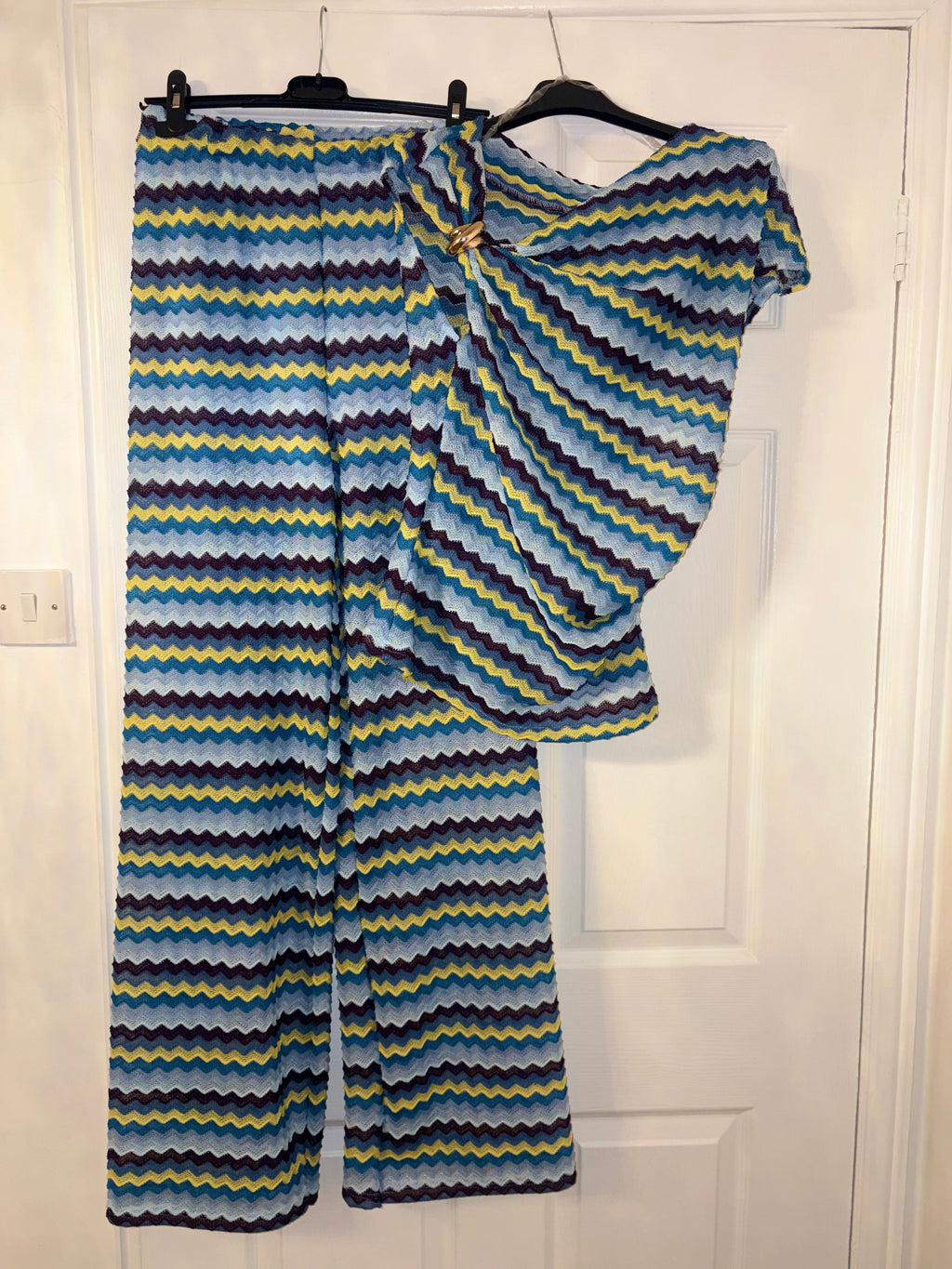 Ladies blue multi coord set one size 8-12