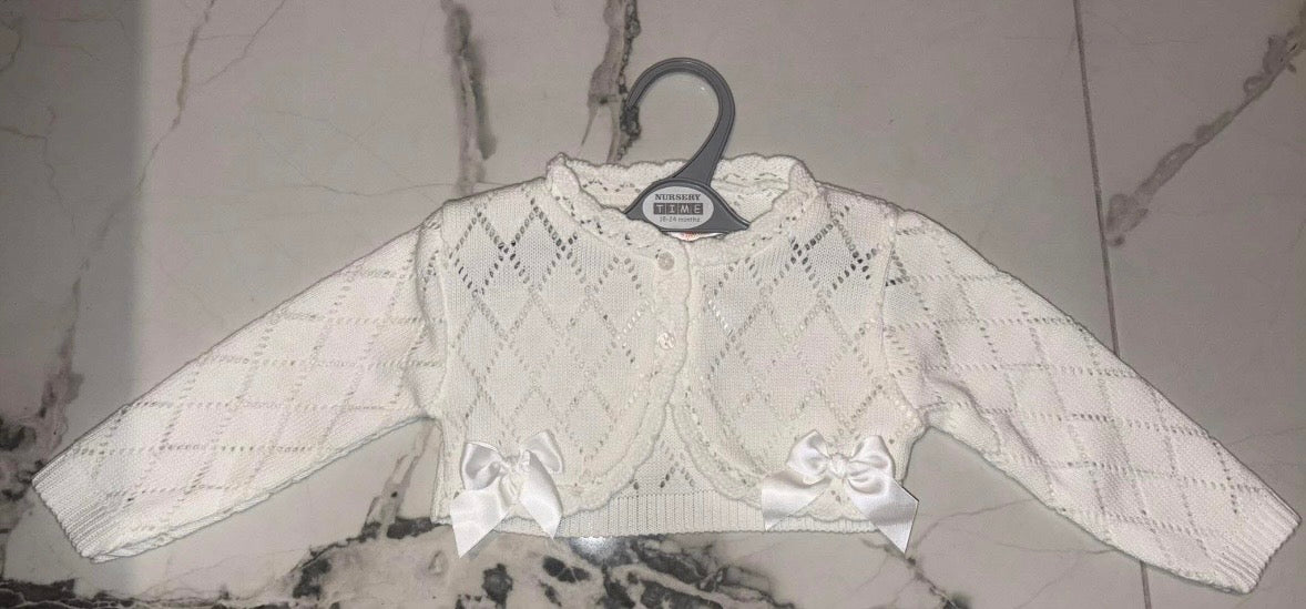 White bow cardigan