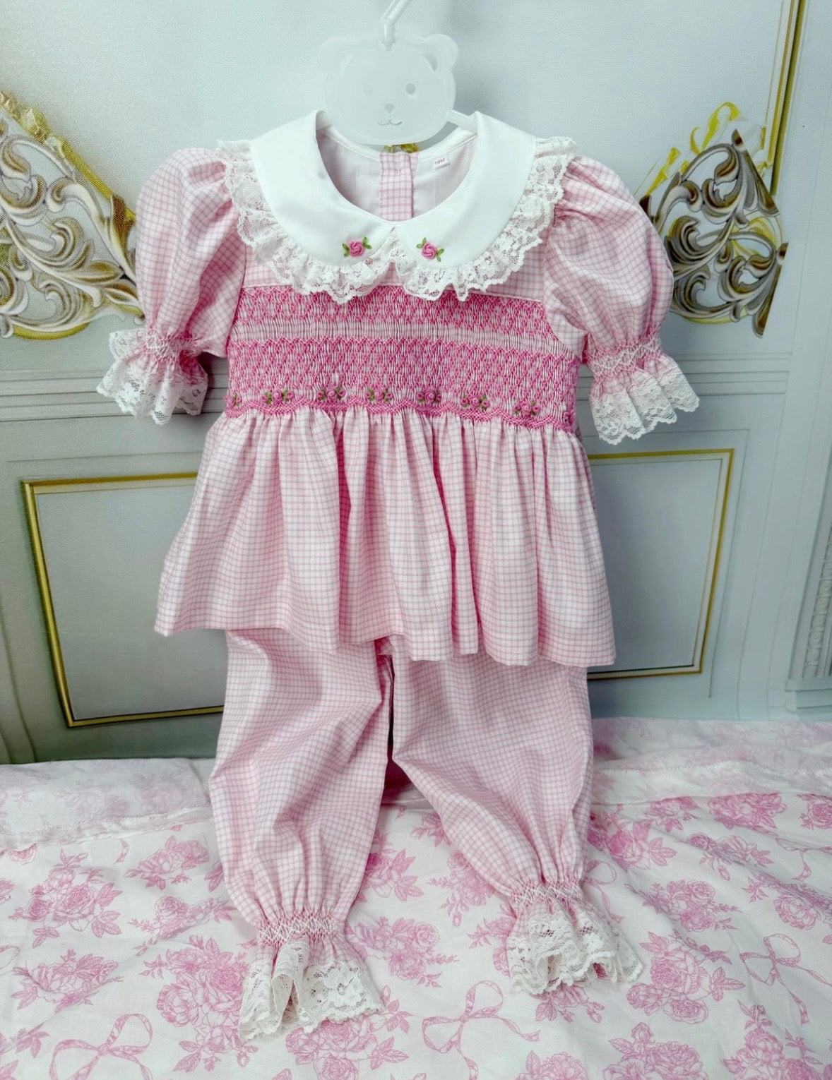 Pink smock pyjamas set