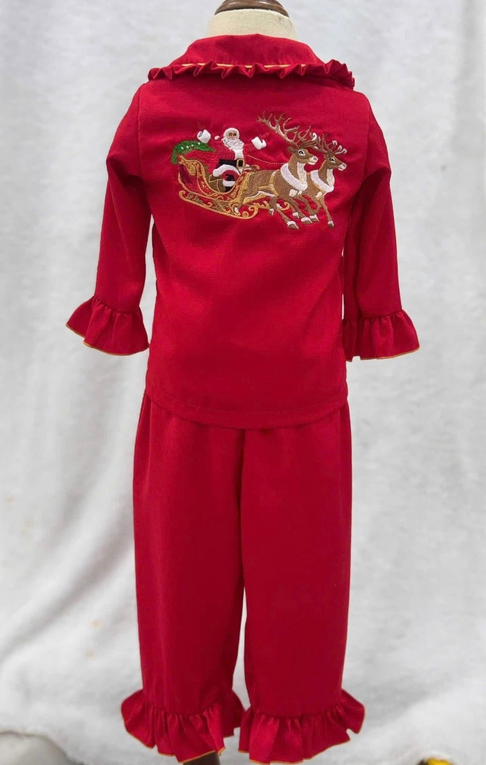 Pre order due in 30th October.                             Girls Red Christmas pyjamas set with robe