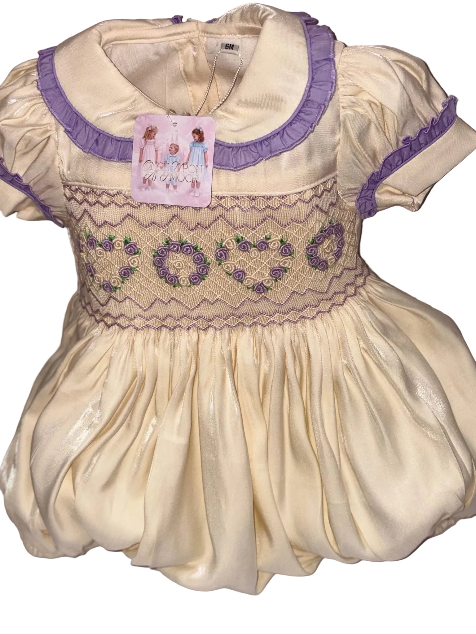 Cream & lilac bubble romper