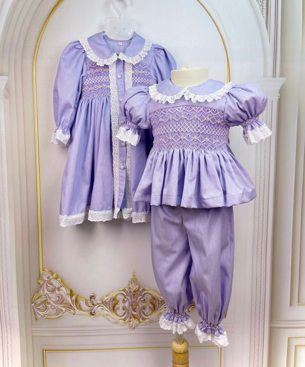 Lilac smock 3pcs pj set