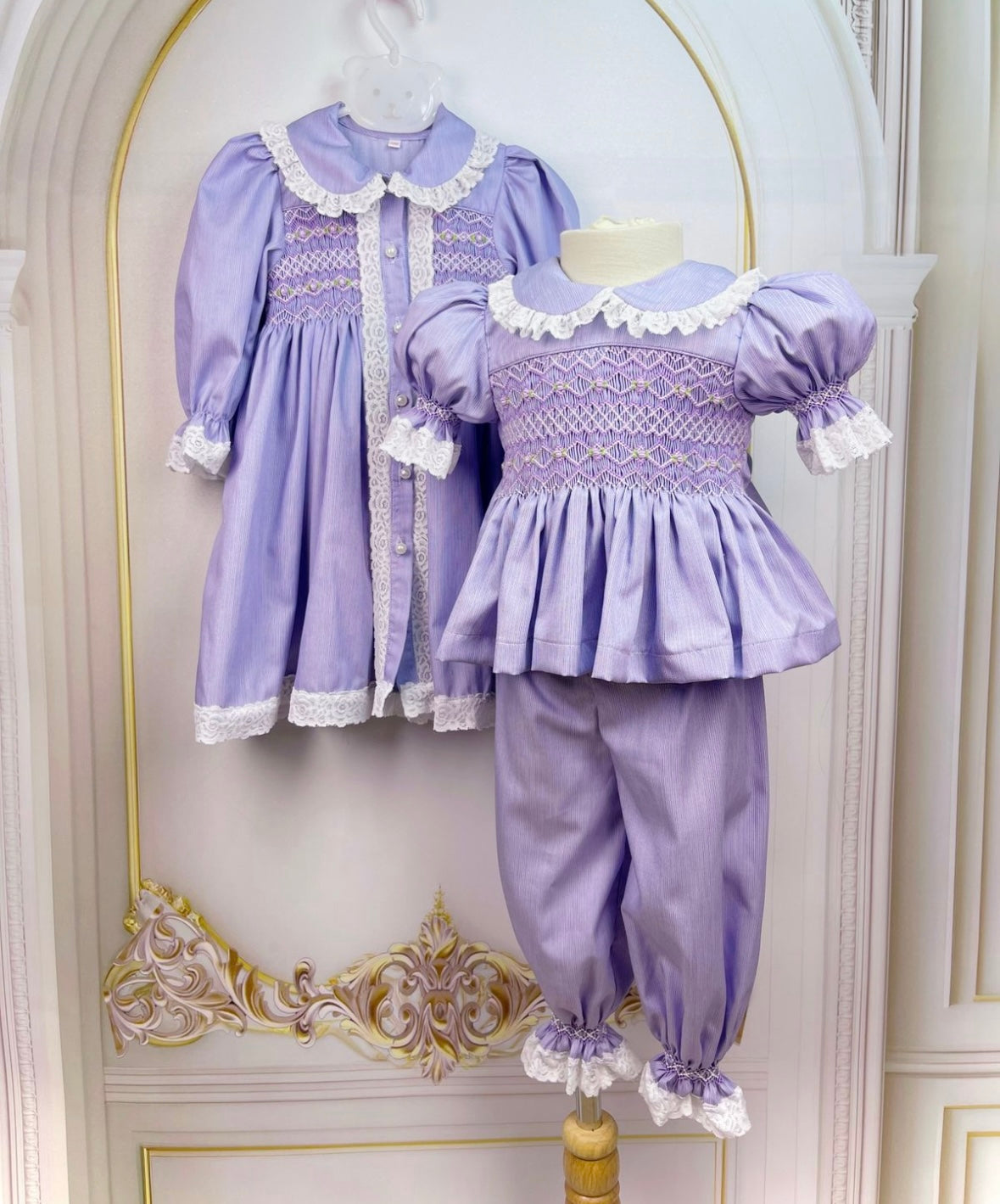 Lilac smock 3pcs pj set pre order due in 10th - 16th December