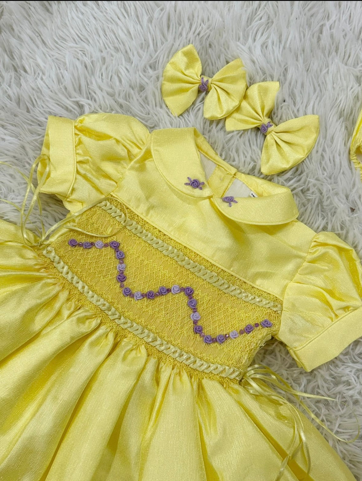 Sienna lemon shimmer & lilac smock dress