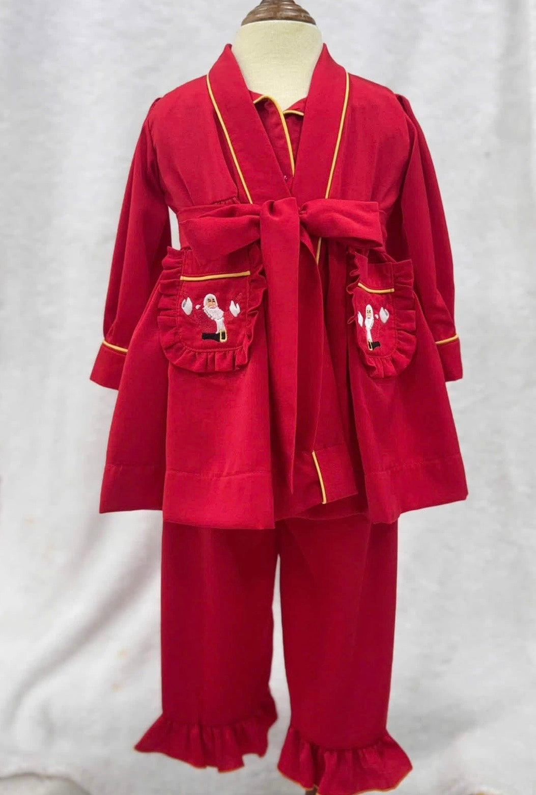 Pre order due in 30th October.                             Girls Red Christmas pyjamas set with robe