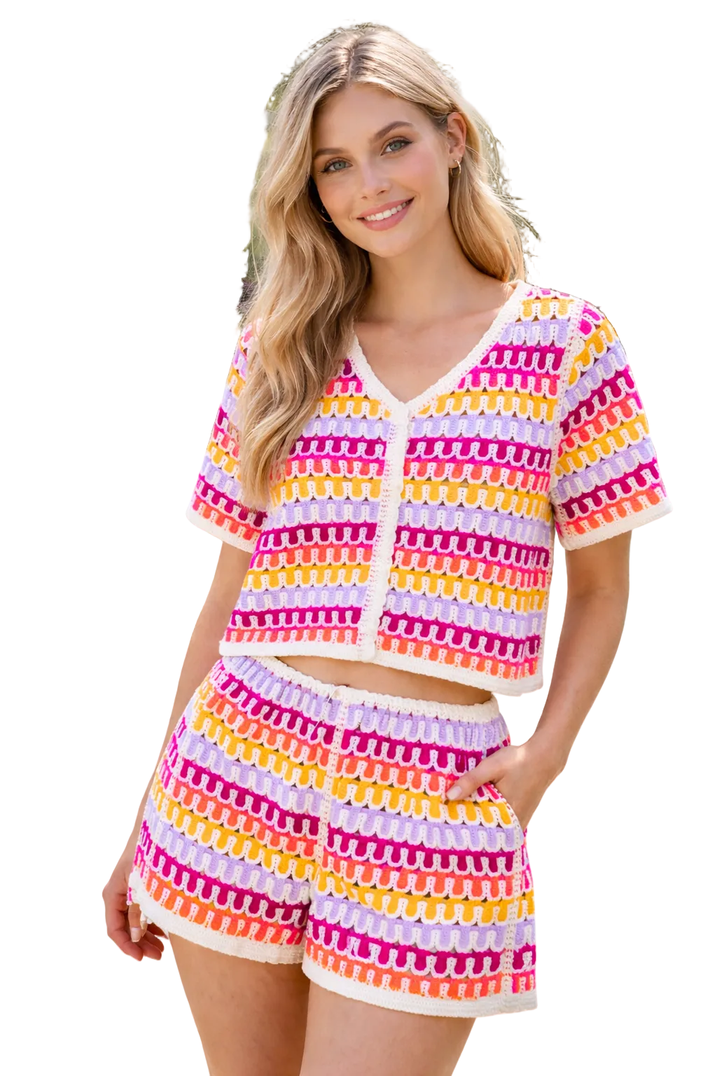 Knited multi co-ord short set