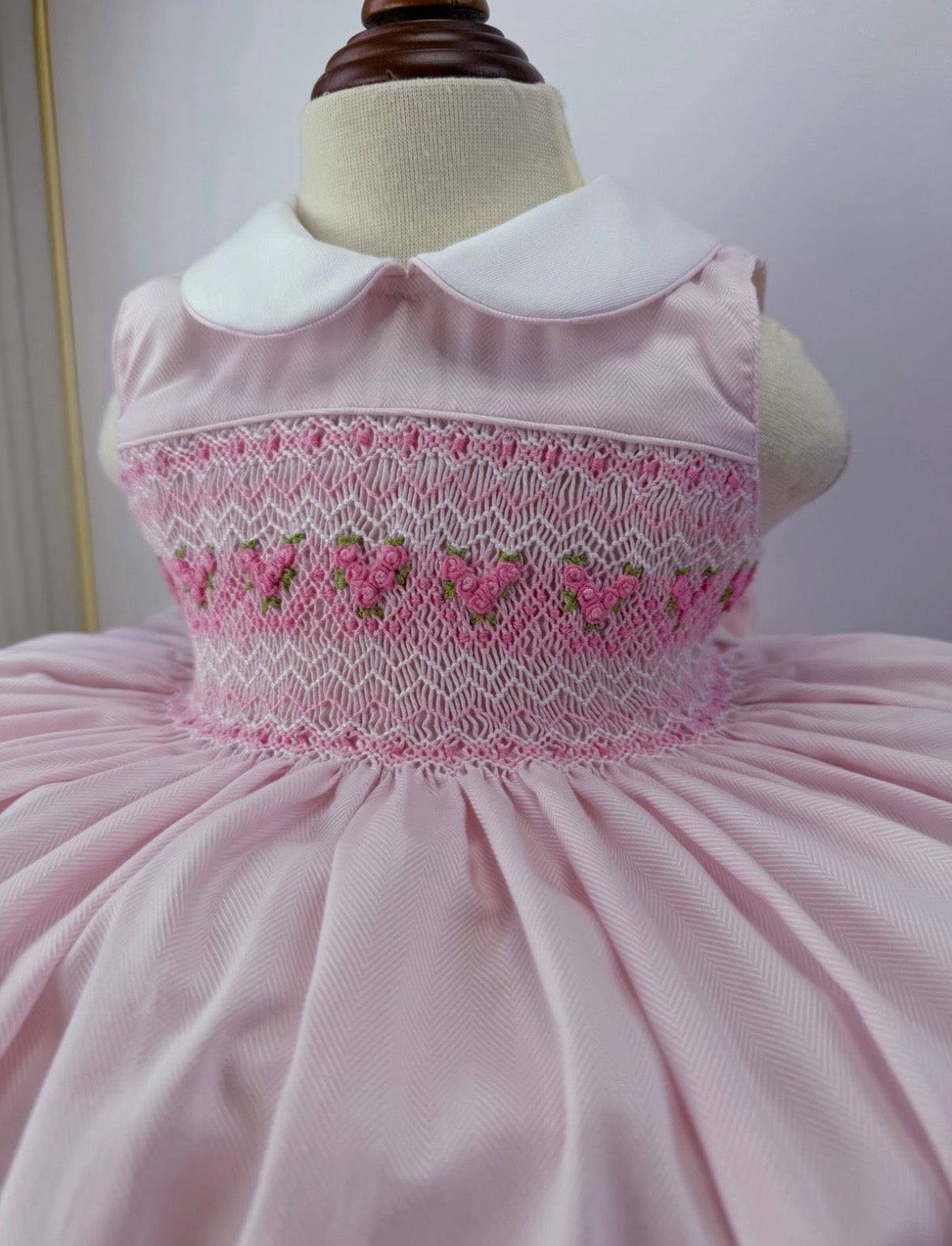 Pink smock sleeveless dress