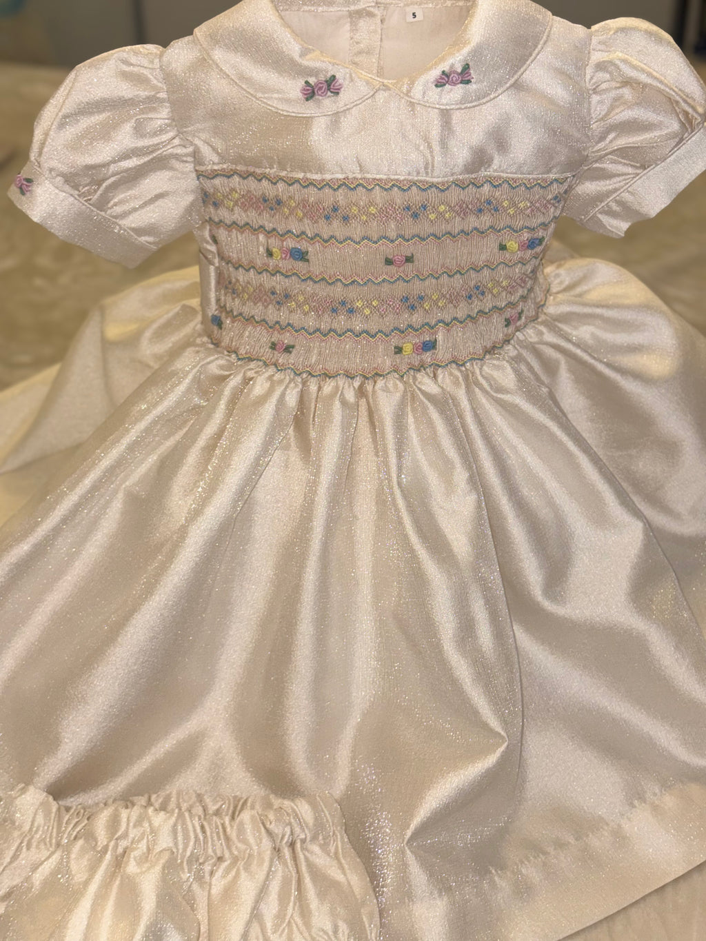 Cream shimmer smock dress