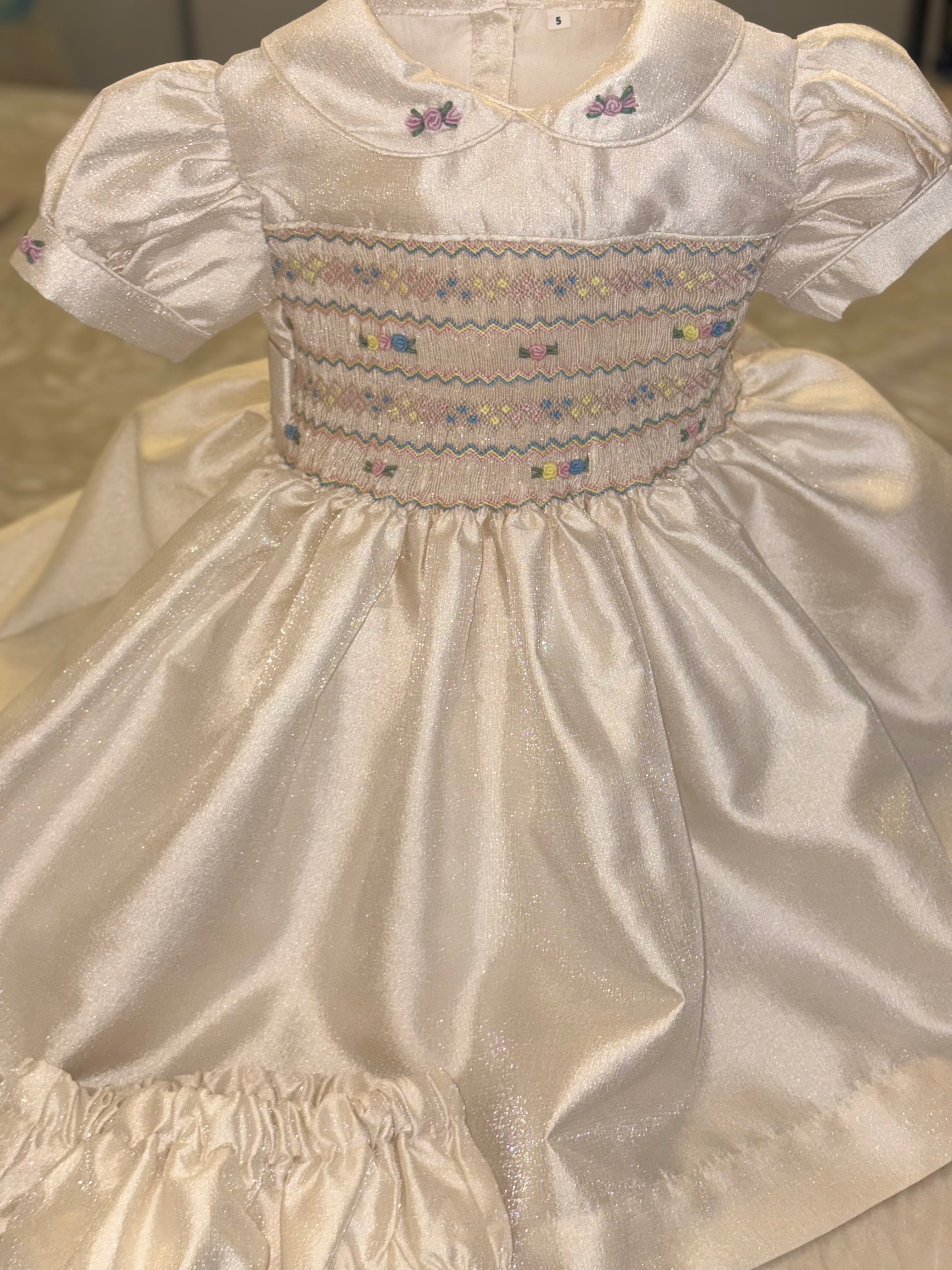 Cream shimmer smock dress