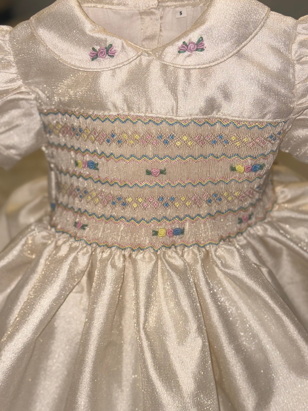 Cream shimmer smock dress