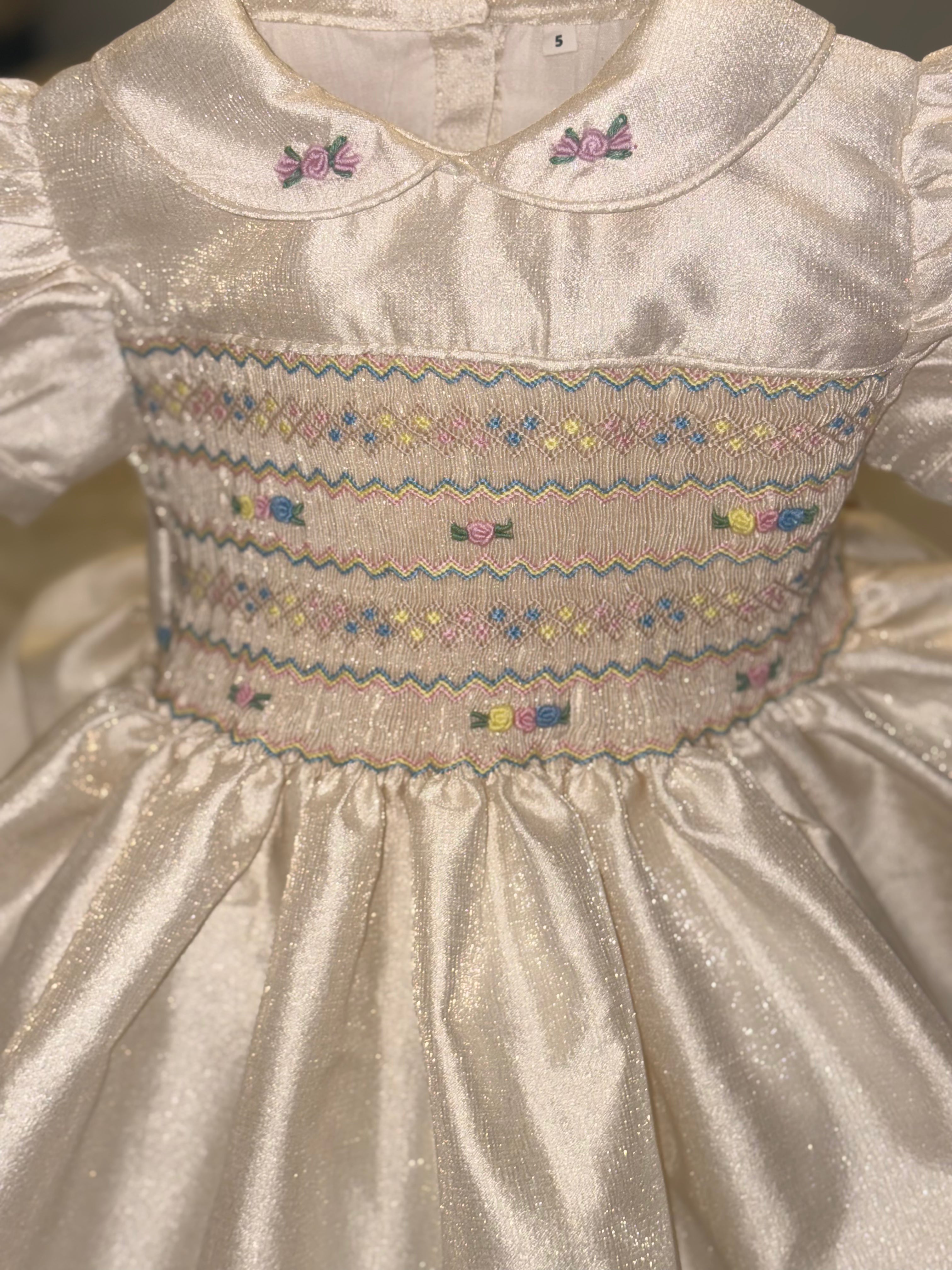 Cream shimmer smock dress