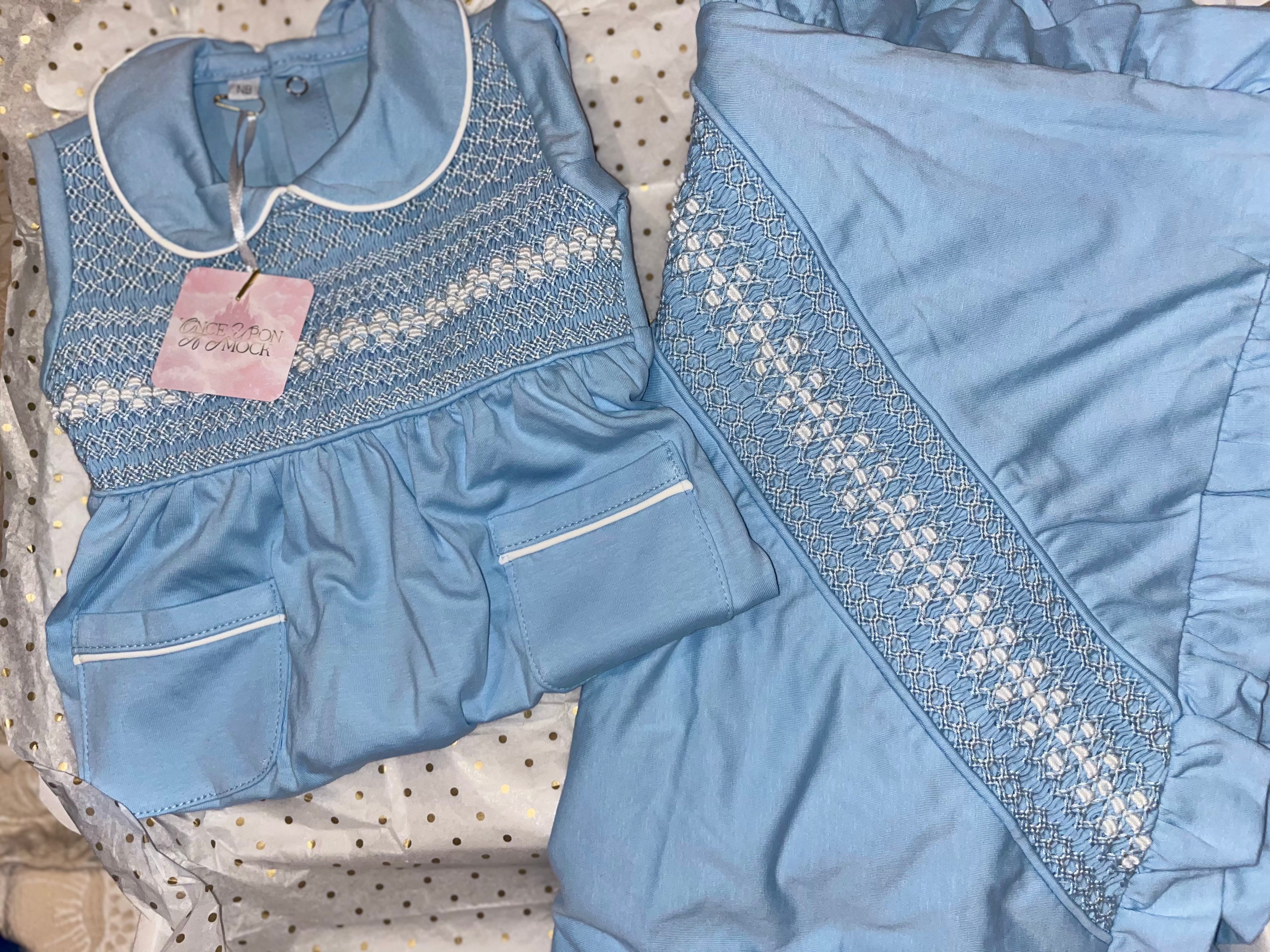 Smock baby grower & blanket set