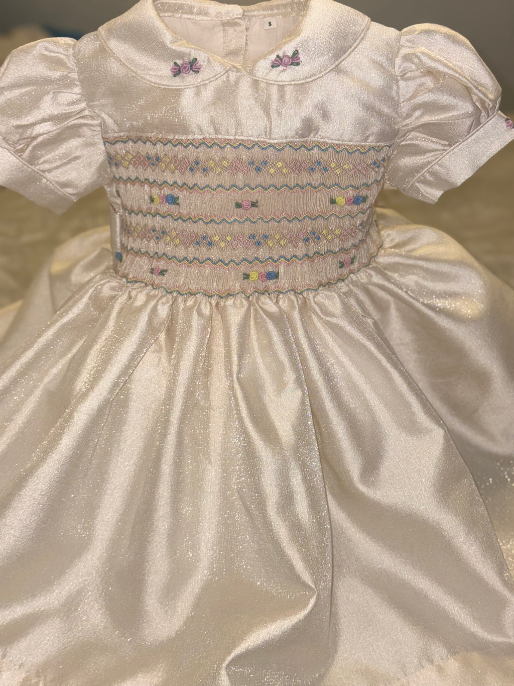 Cream shimmer smock dress