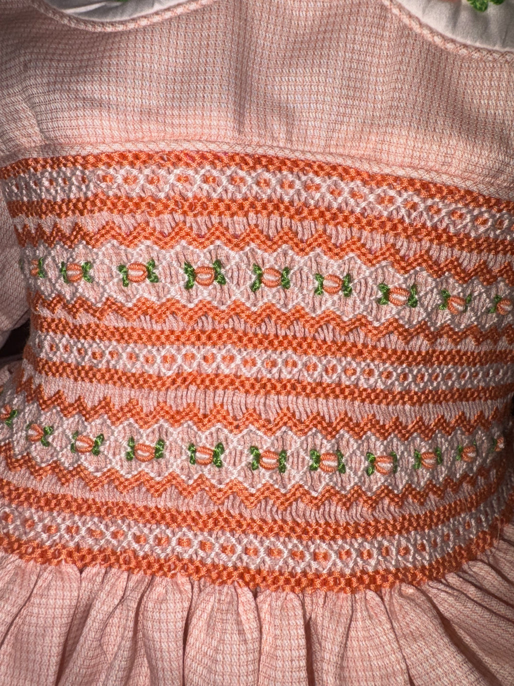 Peach embroidered smock dress