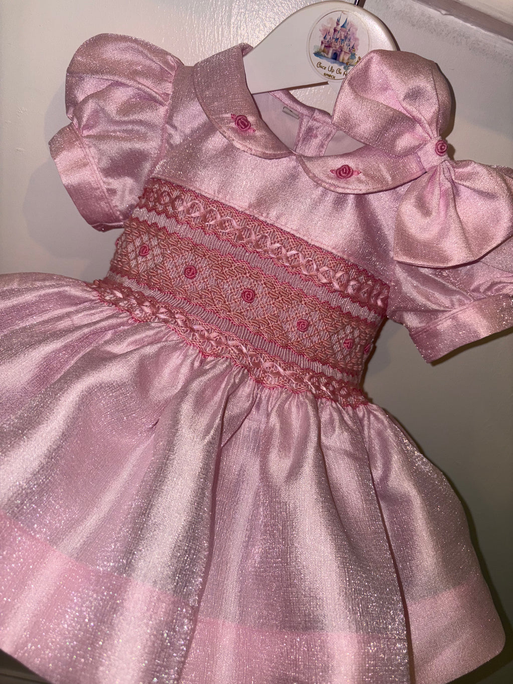 Pink shimmer embroidered dress