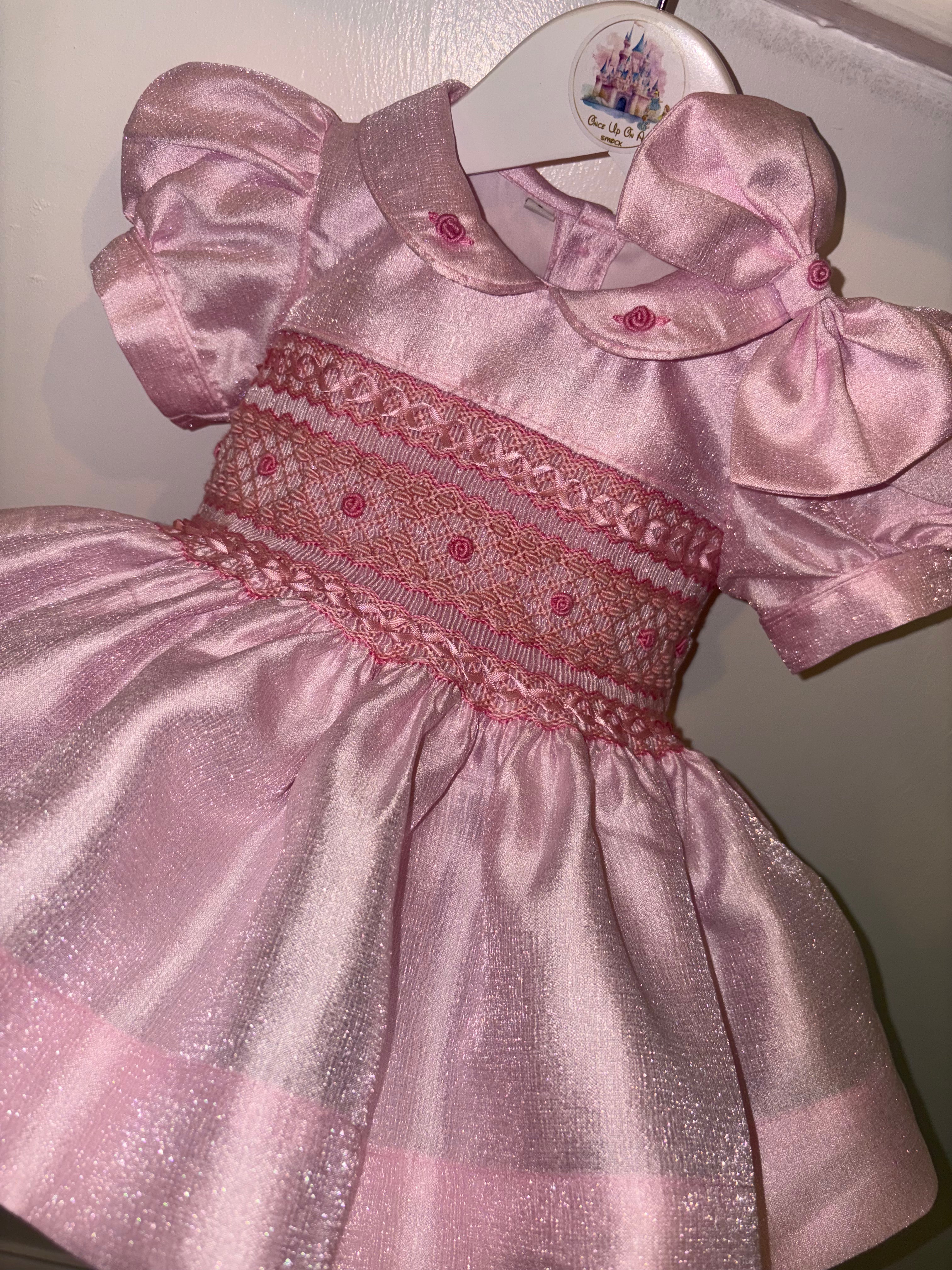 Pre Order Due 8th January 2026.              Pink smock embroidered dress
