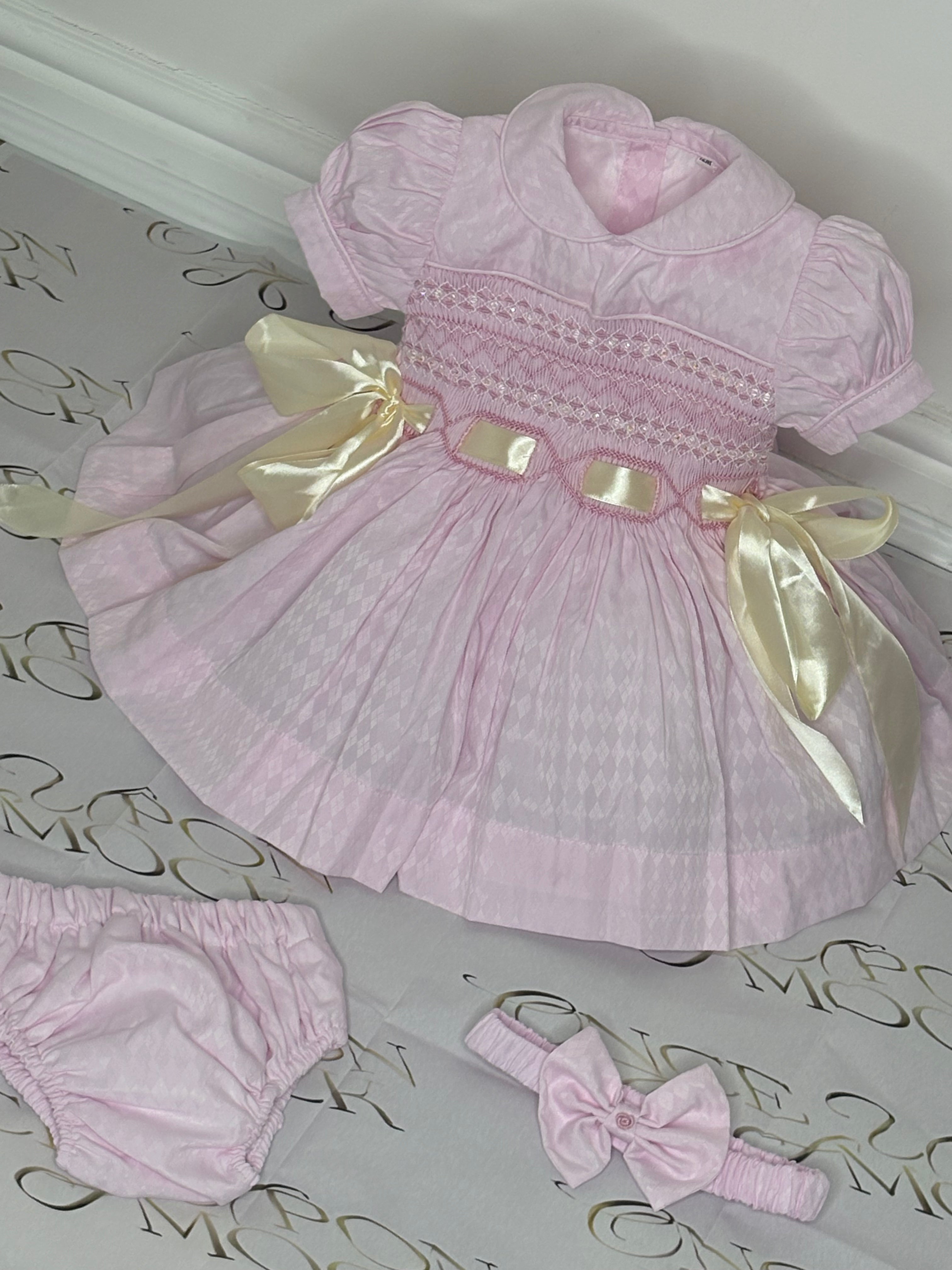 Lilly Ann pink smock ribbon dress